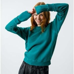 AMO Denim Lovebird double layer pullover fleece sweatshirt - Emerald